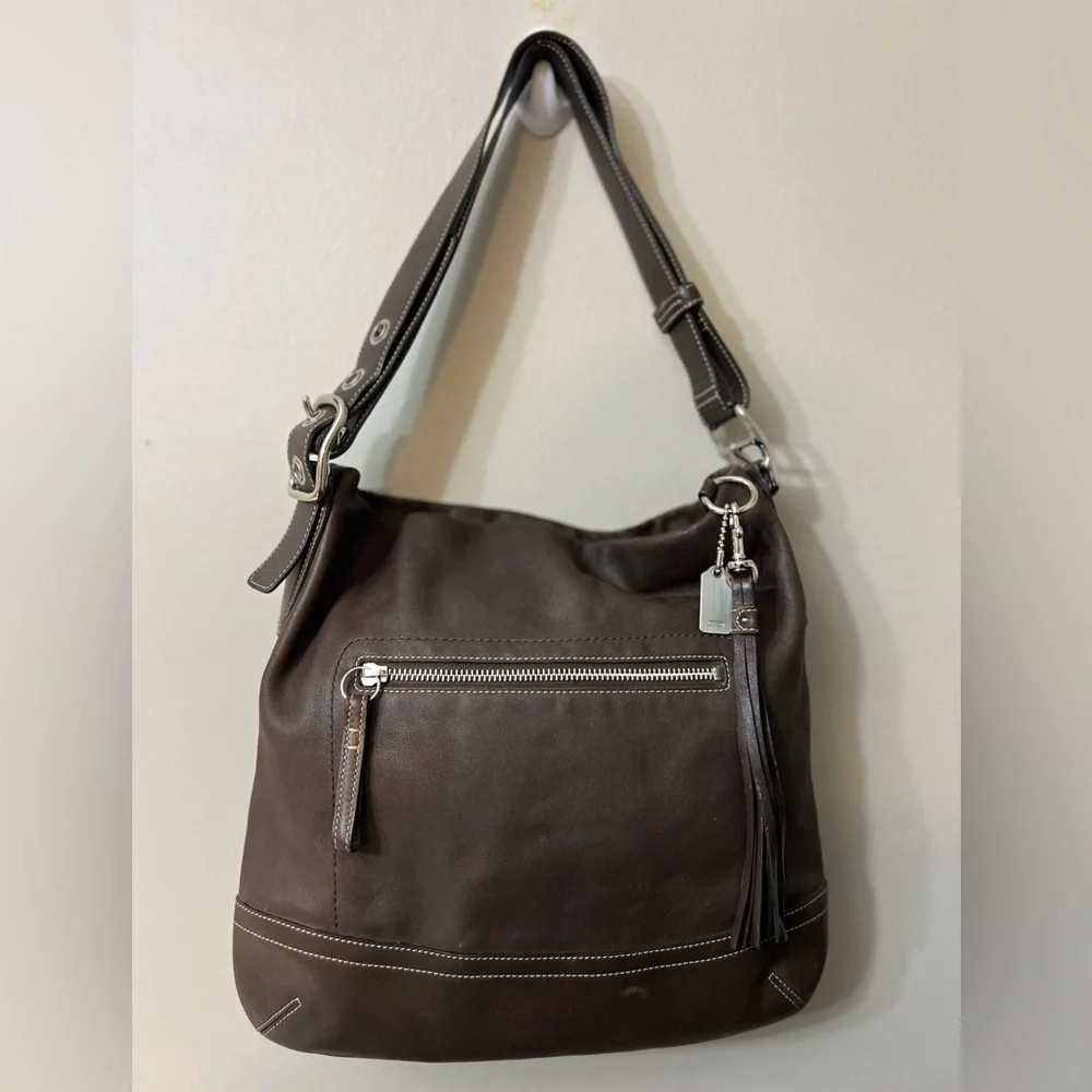 Vintage Coach #1414 Elegant Brown Leather Shoulder Bag